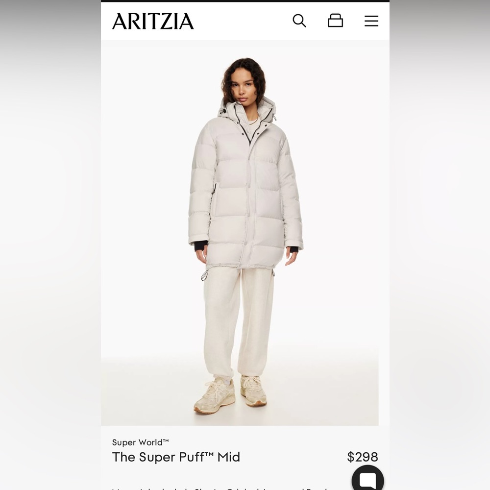Aritzia Super Puff Mid in Matte White